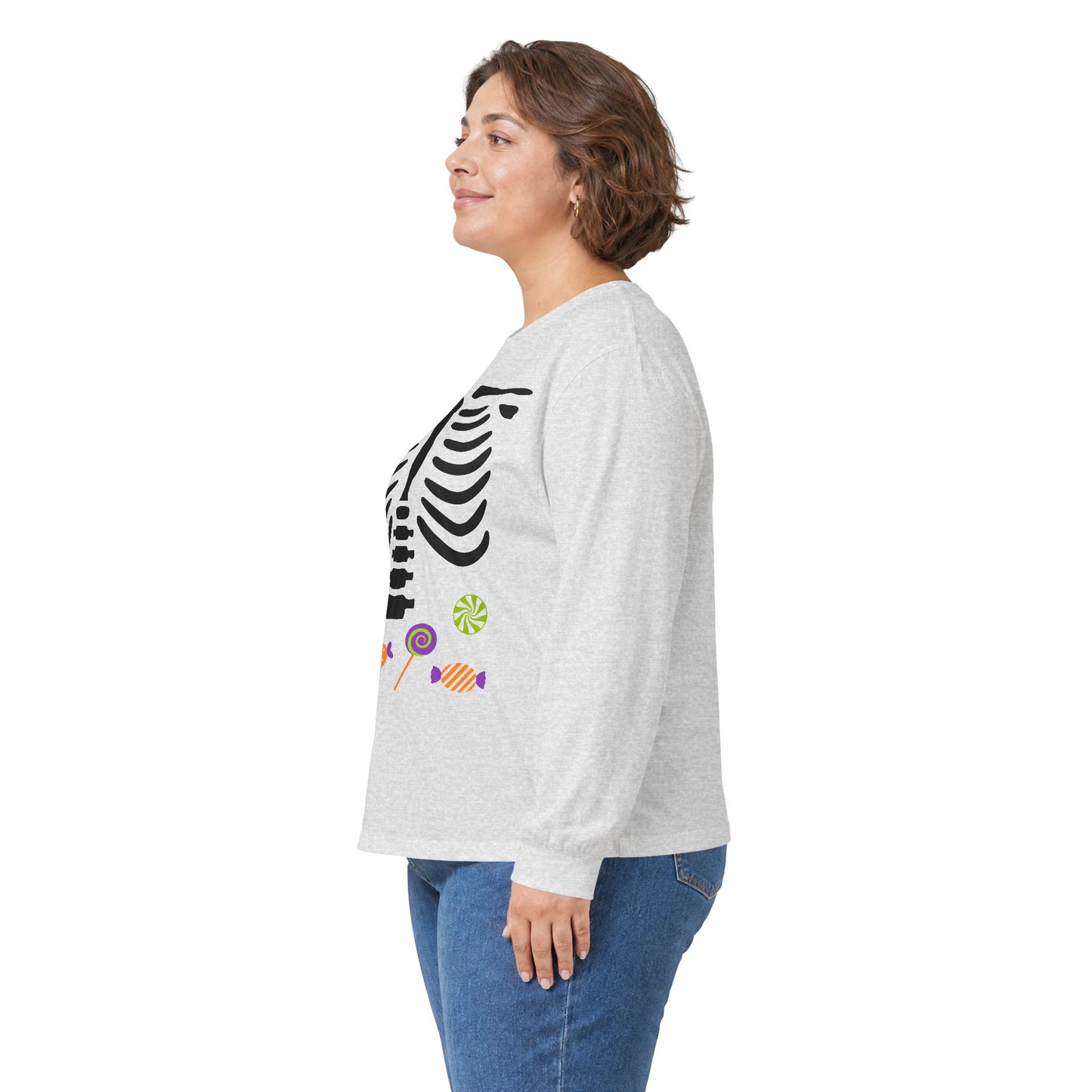 Candy Bones skeleton long sleeve T-Shirt Halloween candy ribs shirt