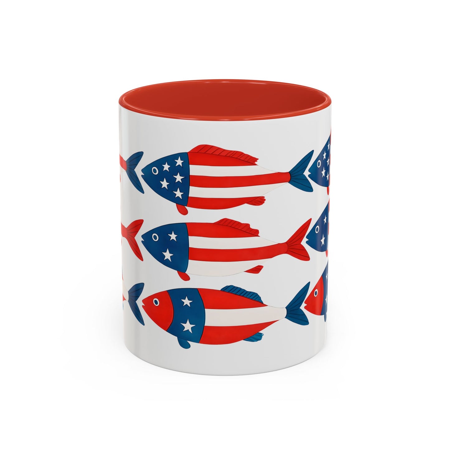 Patriotic Fish Flag Coffee Mug American Flag Accent 11 or 15oz