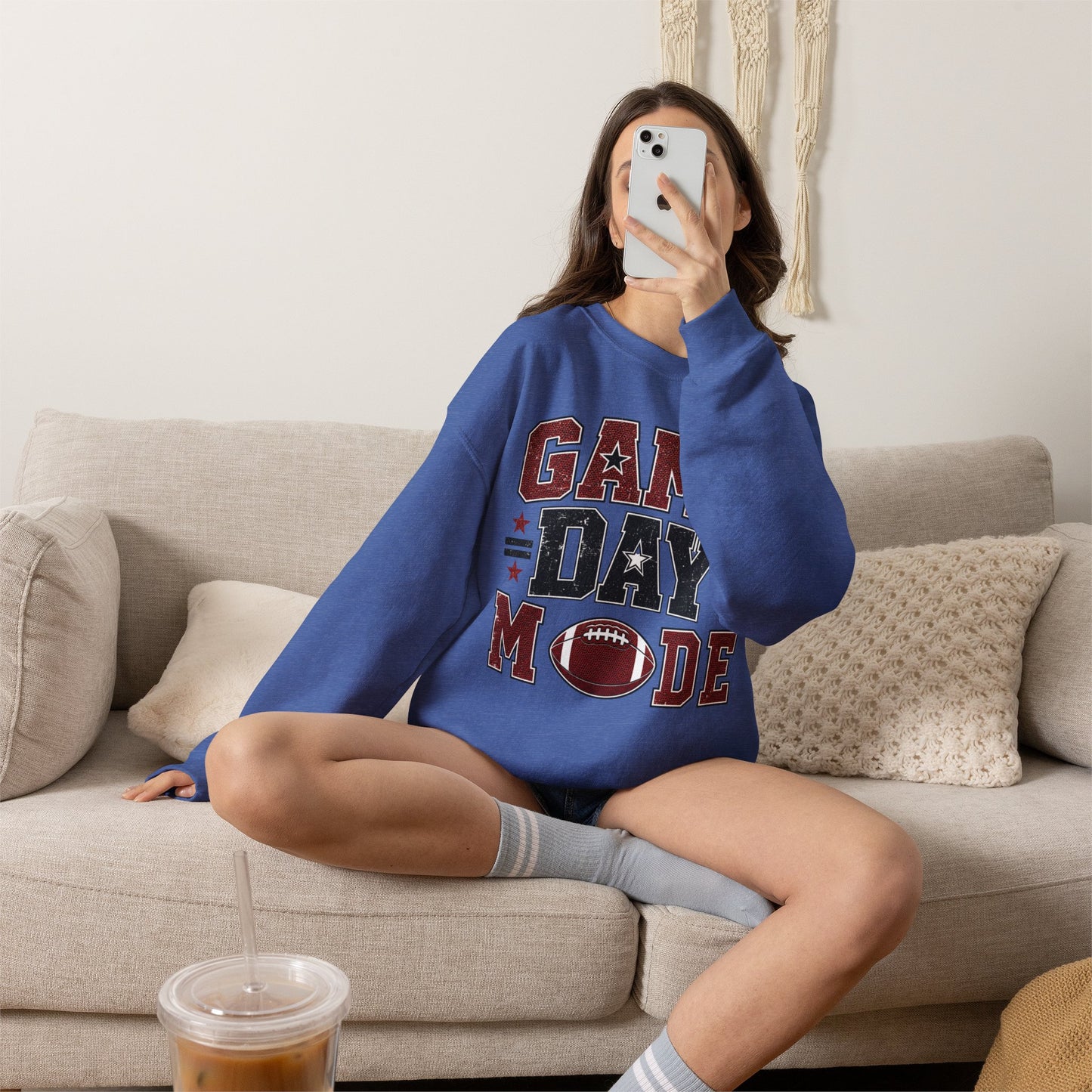 Game Day Mode Sweatshirt — Football Fan Crewneck
