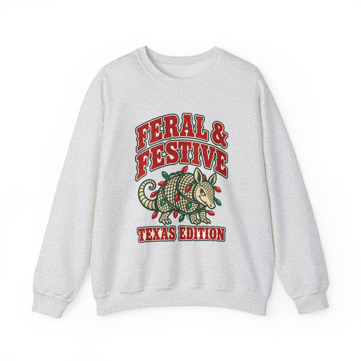 Feral & Festive Texas Edition Christmas Sweatshirt, Funny Armadillo Holiday Crewneck