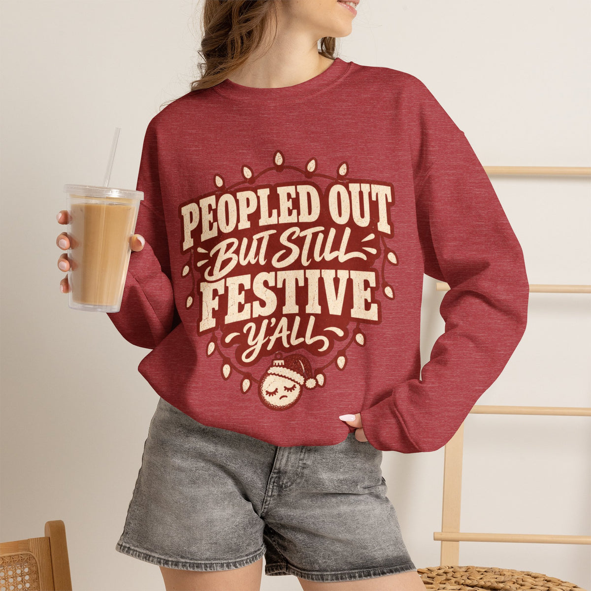 Peopled Out But Still Festive Y'all Christmas Sweatshirt