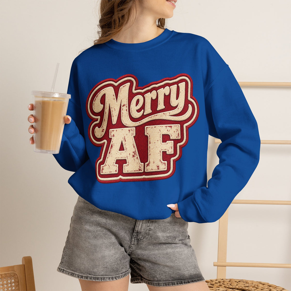 Merry AF Sweatshirt – Funny Retro Holiday Crewneck