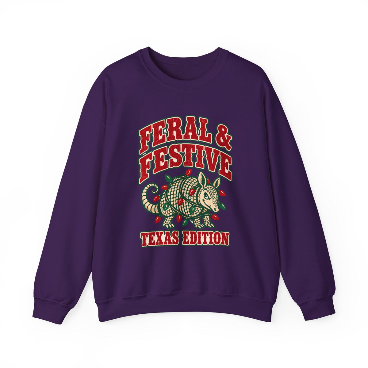 Feral & Festive Texas Edition Christmas Sweatshirt, Funny Armadillo Holiday Crewneck