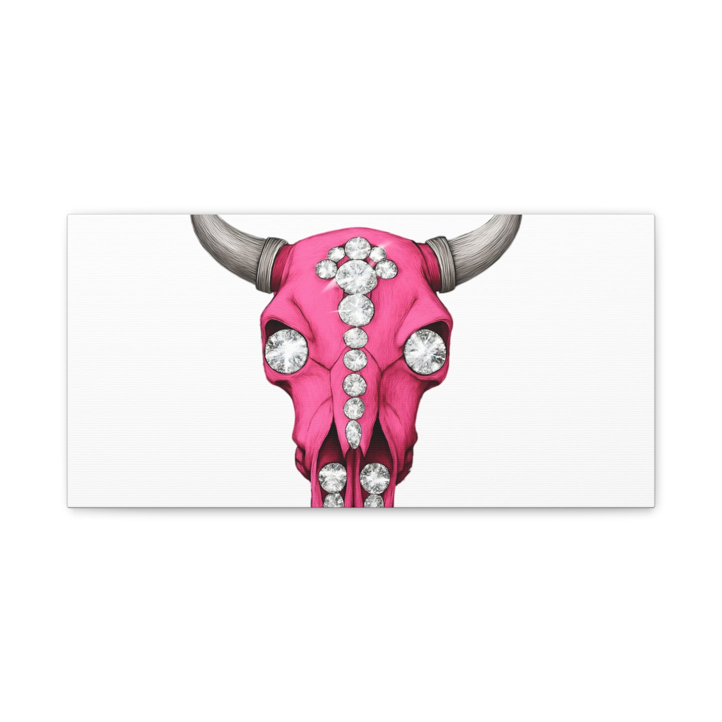 Pink Jeweled Bull Skull Canvas Art — Glam Western Wall Decor