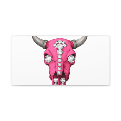 Pink Jeweled Bull Skull Canvas Art — Glam Western Wall Decor