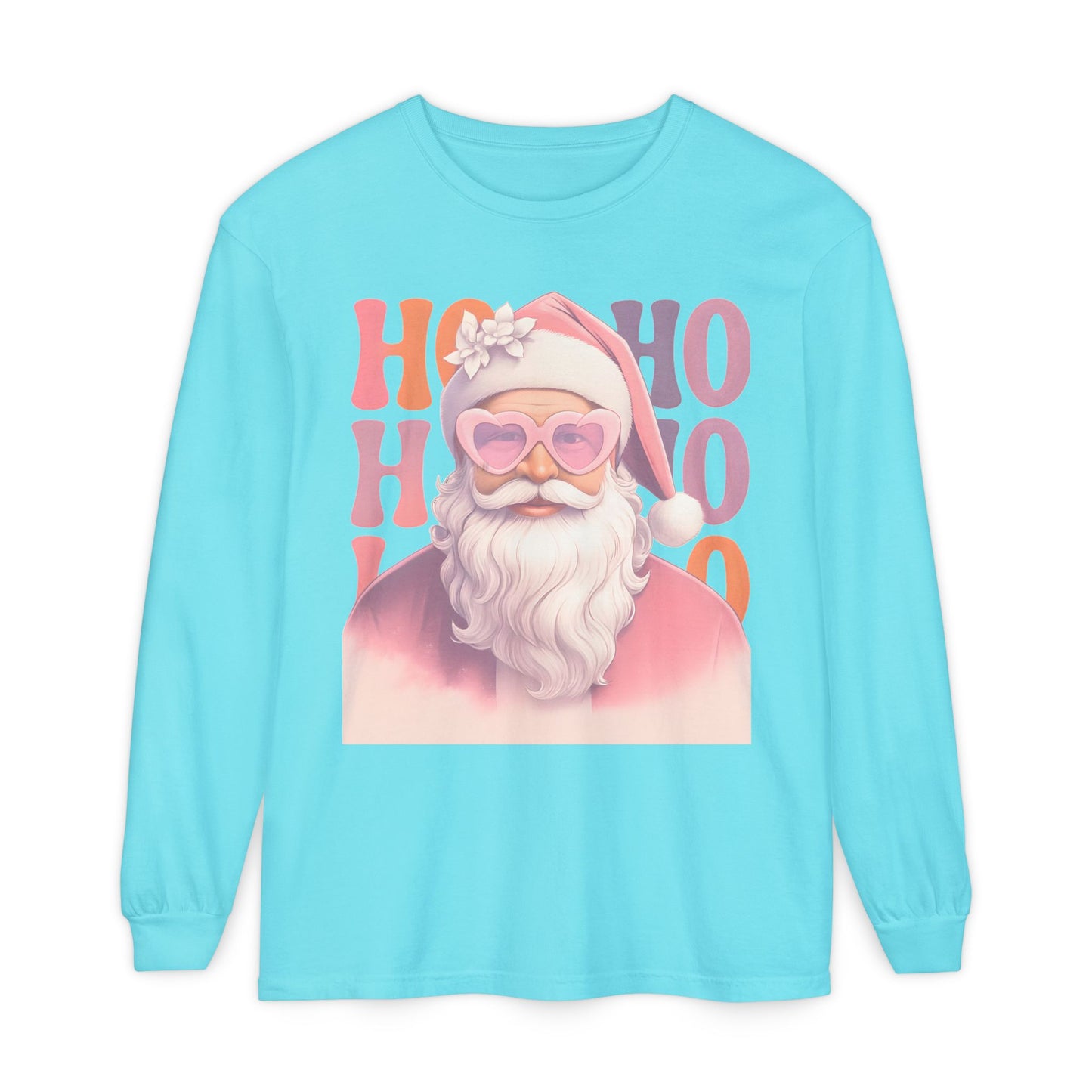 Christmas Santa HO HO HO Long Sleeve T-Shirt - Lots of Color Choices