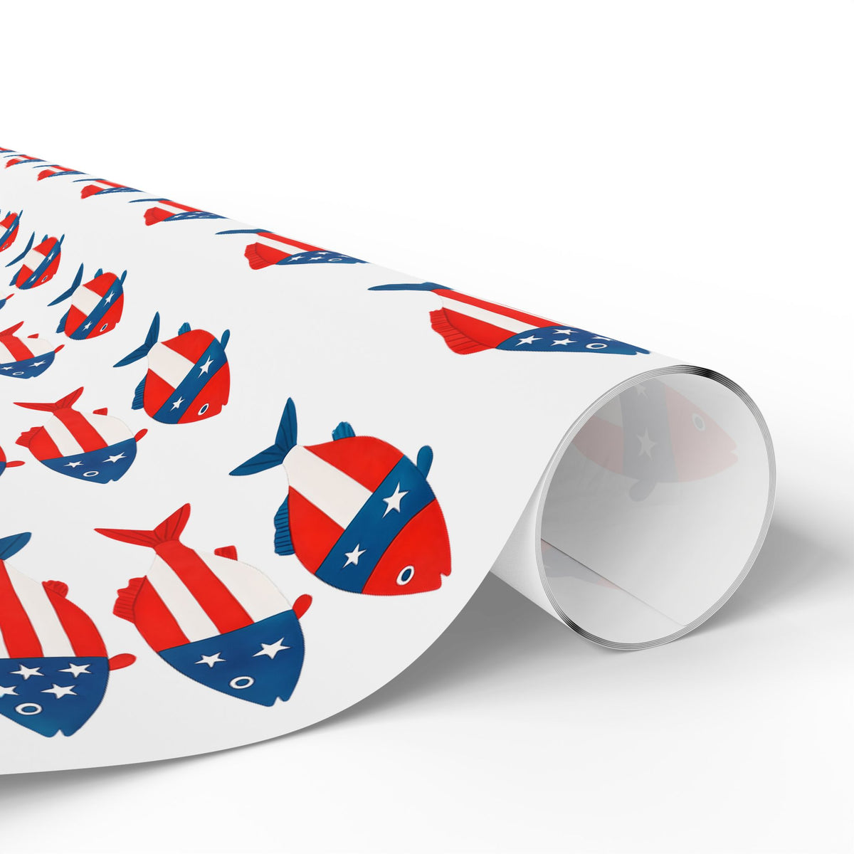 Patriotic Fish Wrapping Paper Roll - Christmas Holidays Anytime Fishing