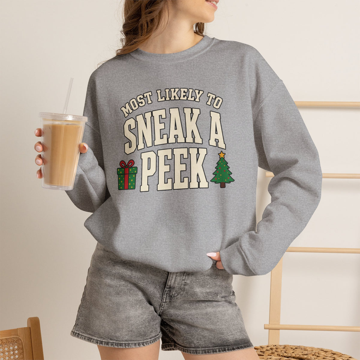Most Likely To Sneak A Peek Sweatshirt - Funny Christmas Crewneck