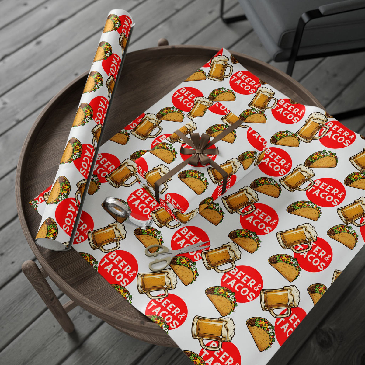 Beer & Tacos Wrapping Paper — Festive Christmas Holiday Gift Wrap