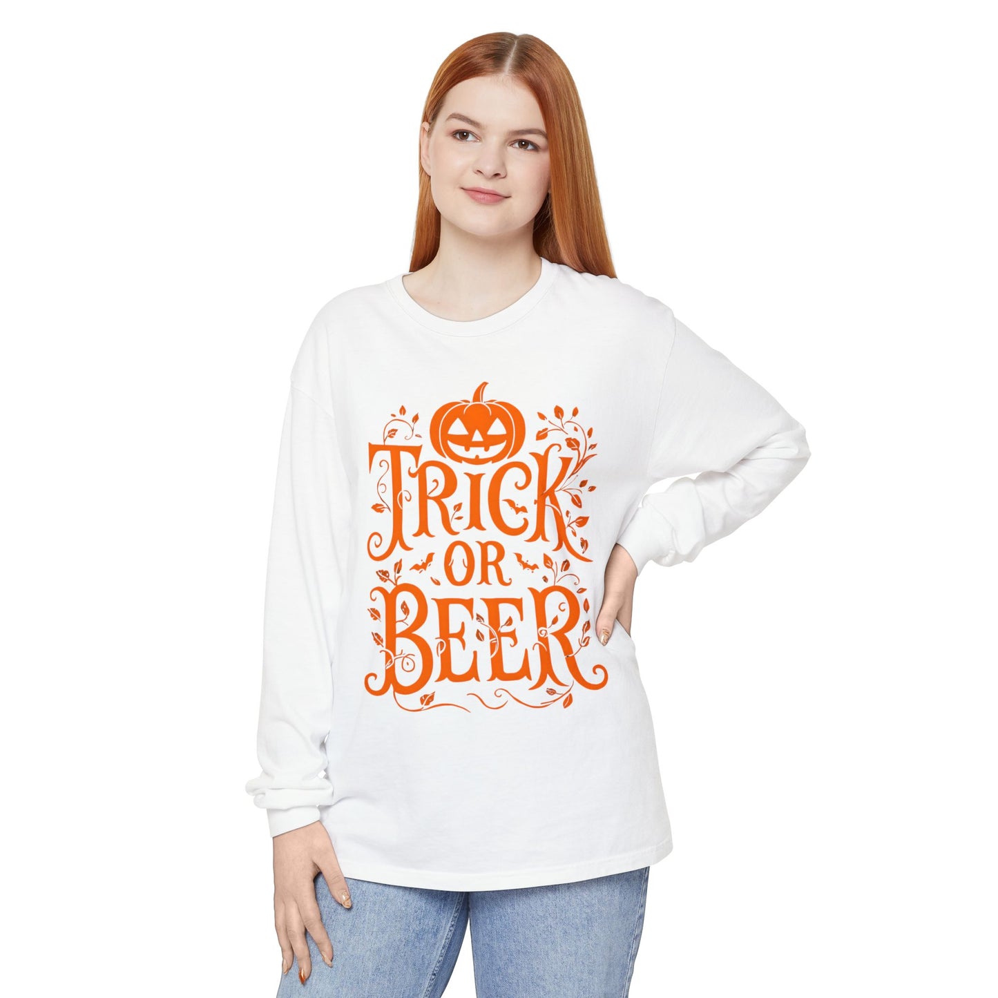 Funny Halloween TRICK OR BEER Long Sleeve T-Shirt