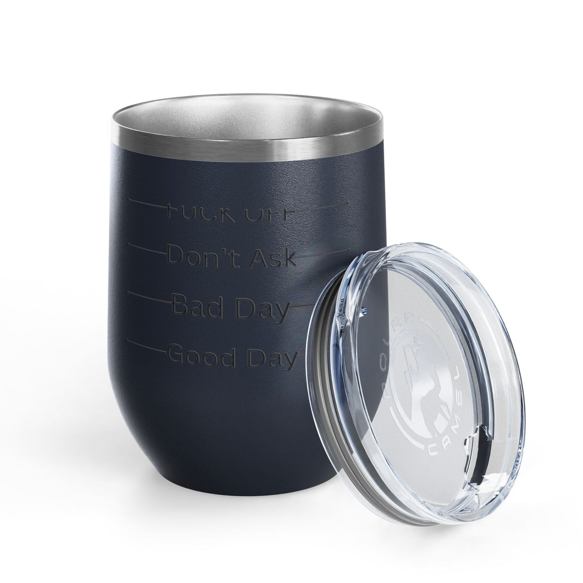 Wine Tumbler — Mood Marker 12oz Stemless Wine Cup (Good Day • Bad Day • Don’t Ask • F*** Off)