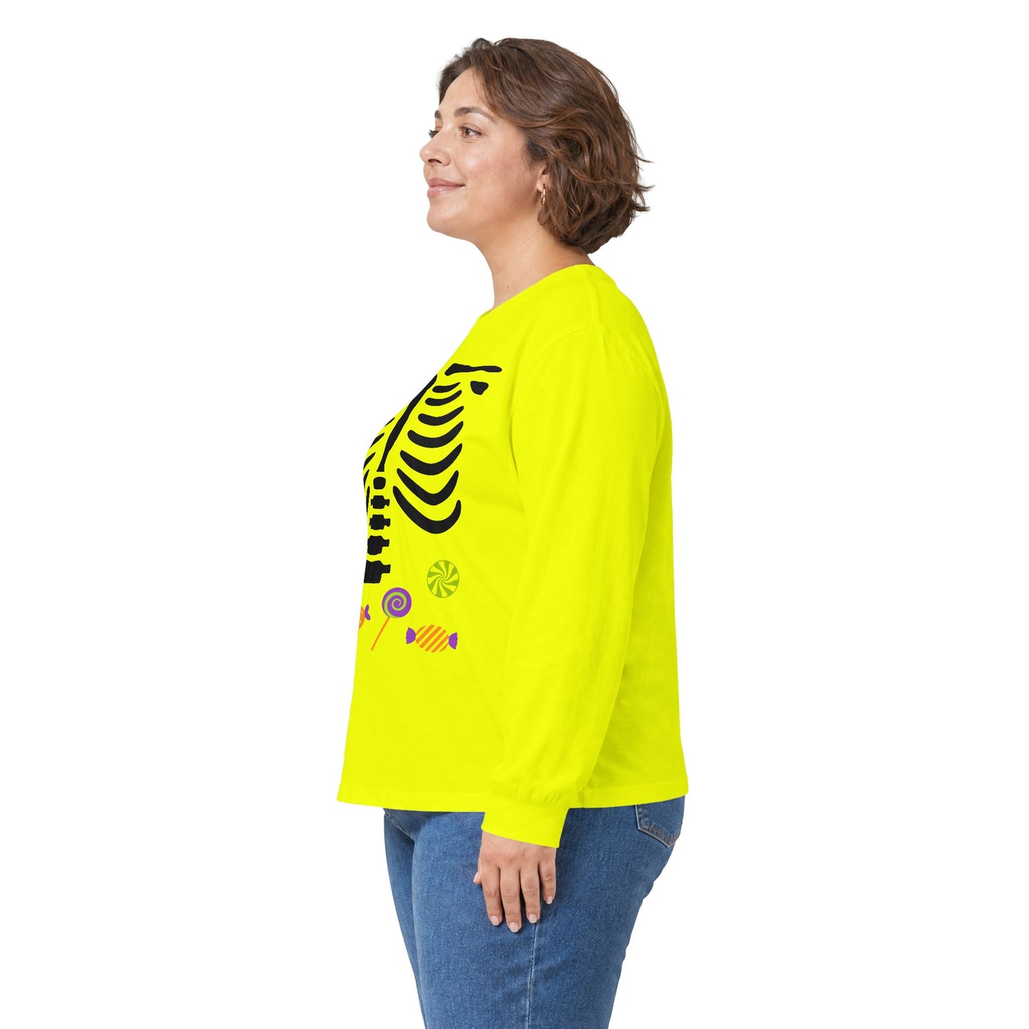 Candy Bones skeleton long sleeve T-Shirt Halloween candy ribs shirt