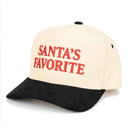 CHRISTmas SANTA'S FAVORITE Courdaroy Hats - Red, Black or Green