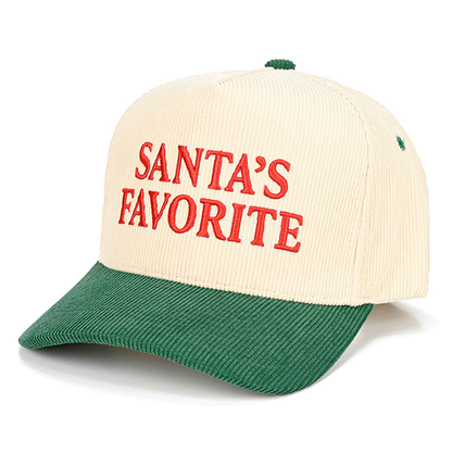 CHRISTmas SANTA'S FAVORITE Courdaroy Hats - Red, Black or Green