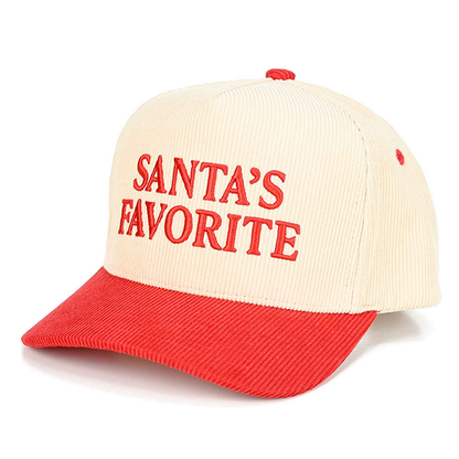 CHRISTmas SANTA'S FAVORITE Courdaroy Hats - Red, Black or Green