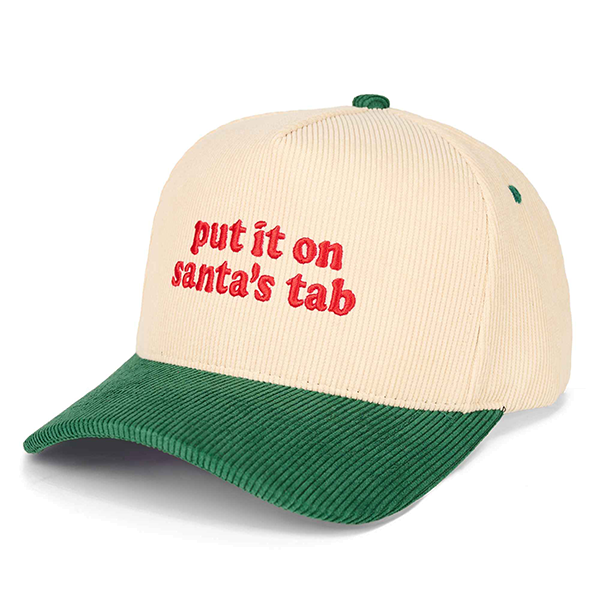 C.C. Christmas Put it on Santa's Tab Courdaroy Hats - Red or Green