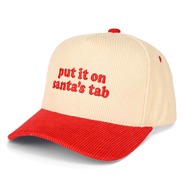C.C. Christmas Put it on Santa's Tab Courdaroy Hats - Red or Green