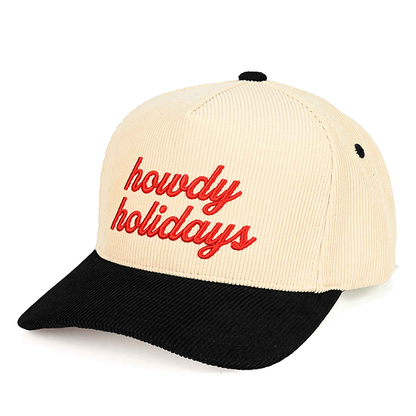 CHRISTmas Howdy Holidays Courdaroy Hats - Red, Black or Green