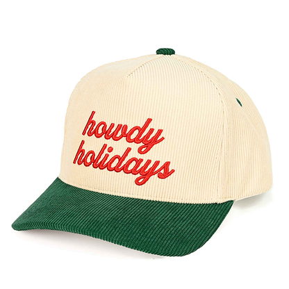 CHRISTmas Howdy Holidays Courdaroy Hats - Red, Black or Green