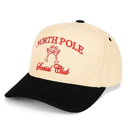 C.C. Christmas North Pole Social Club Courdaroy Baseball Hat