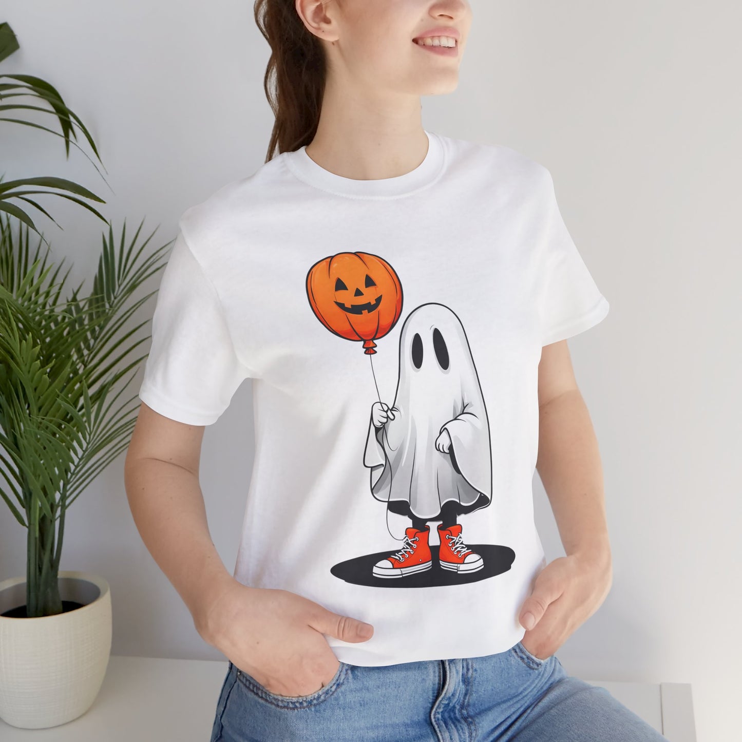 Ghost Tee with Orange Hightops and Pumpkin Balloon