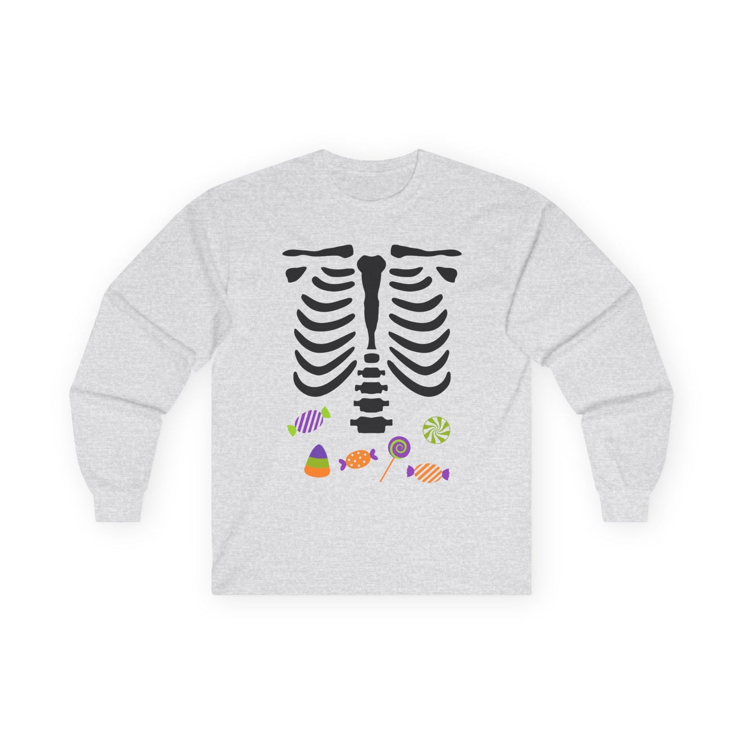 Candy Bones skeleton long sleeve T-Shirt Halloween candy ribs shirt