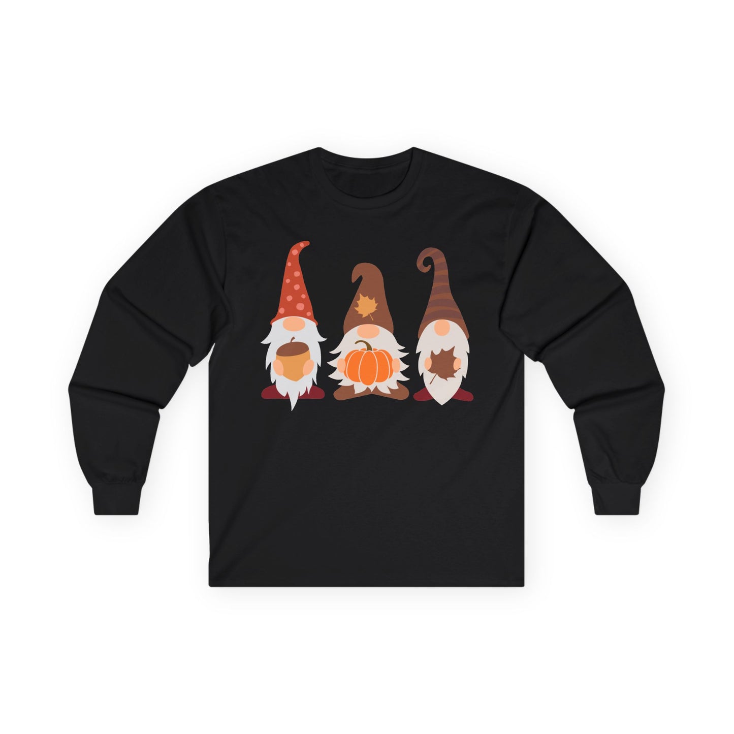 Fall Gnomes Trio Long Sleeve T-Shirt — Fall Pumpkin Gnomes Shirt
