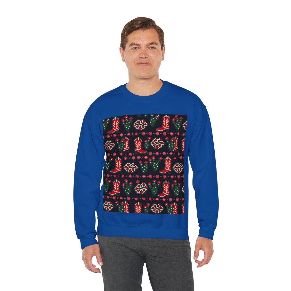 Feaux Ugly Sweater Western Christmas Sweatshirt