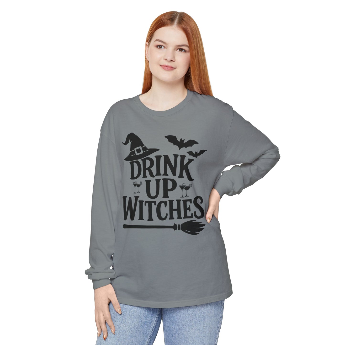 Funny Halloween Long Sleeve T-Shirt - Drink Up Witches