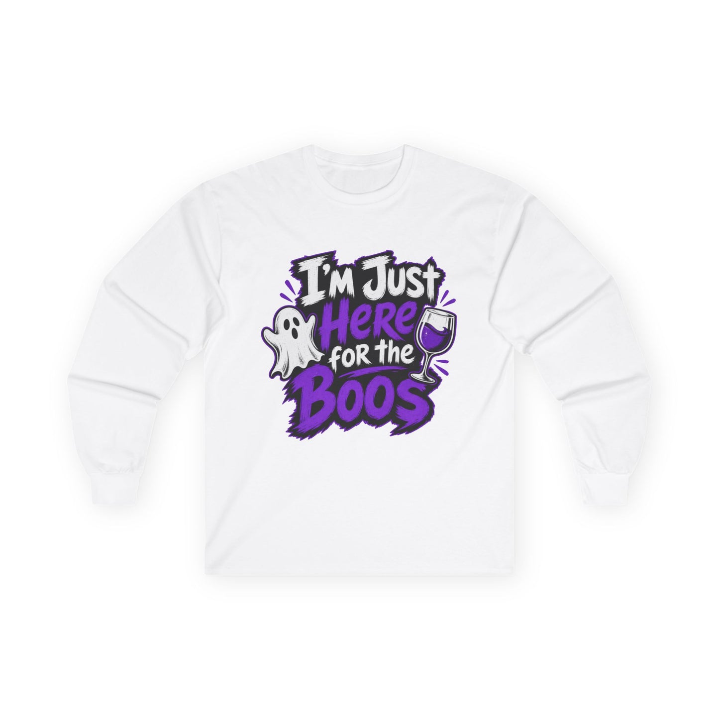 I'm Just Here for the Boos Halloween T-Shirt Ghosts & Cocktails Long Sleeve
