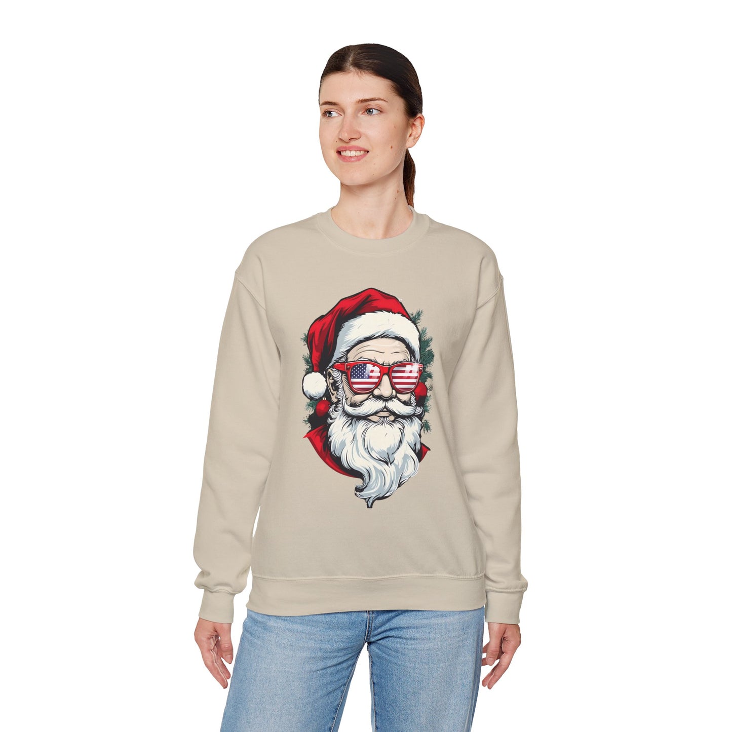 Christmas Santa Sweatshirt with USA Shades