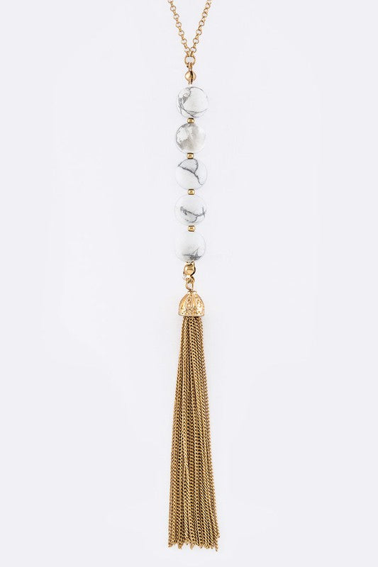 Semi Precious Beads & Tassel Necklace