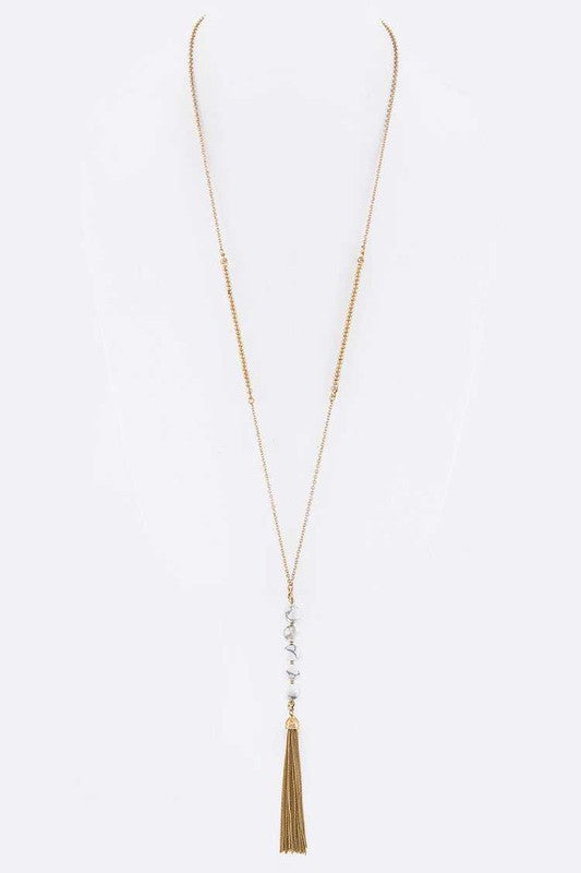Semi Precious Beads & Tassel Necklace