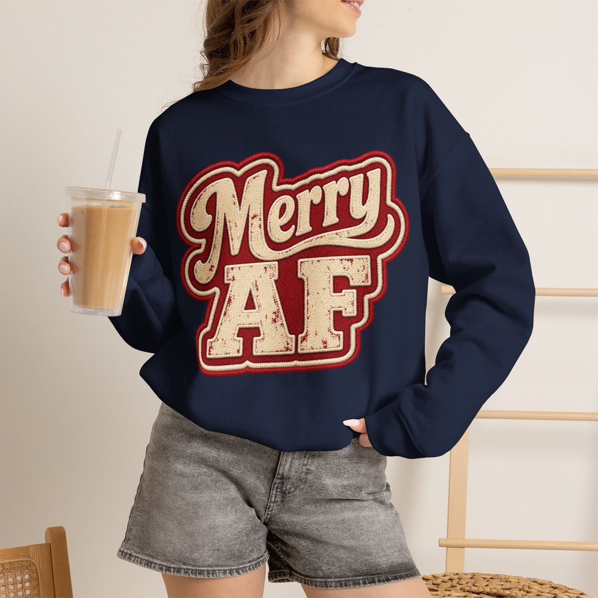 Merry AF Sweatshirt – Funny Retro Holiday Crewneck