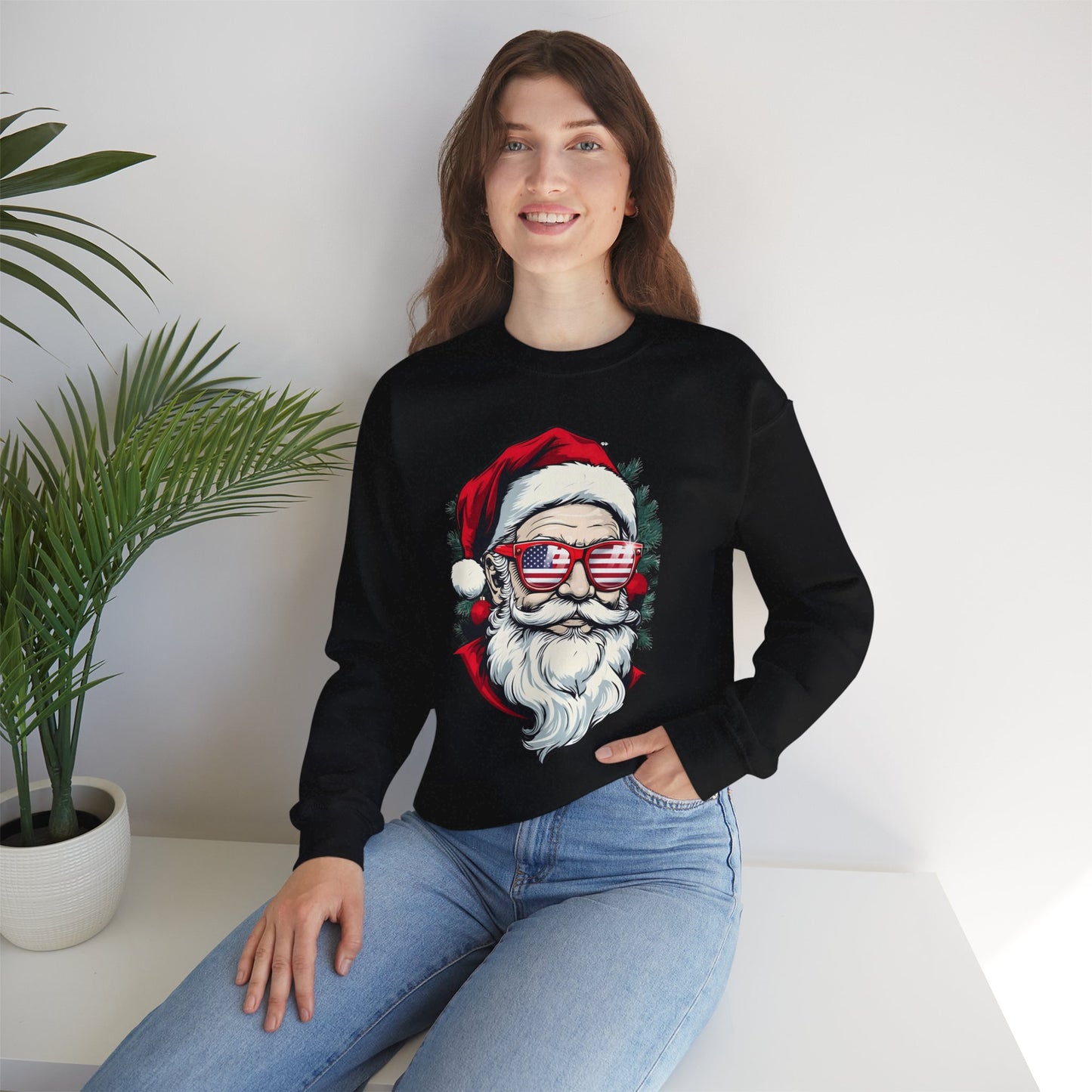 Christmas Santa Sweatshirt with USA Shades