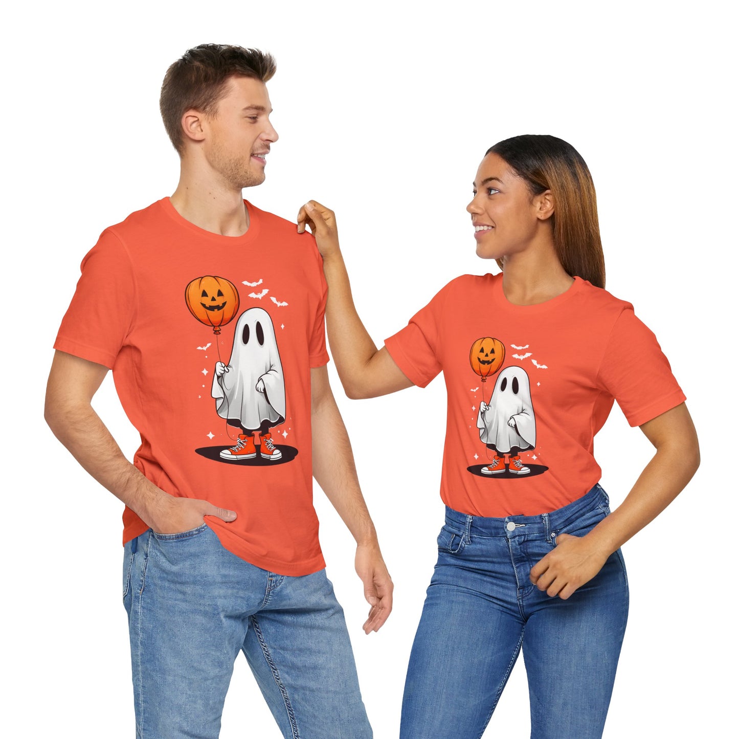 Ghost Tee with Orange Hightops and Pumpkin Balloon