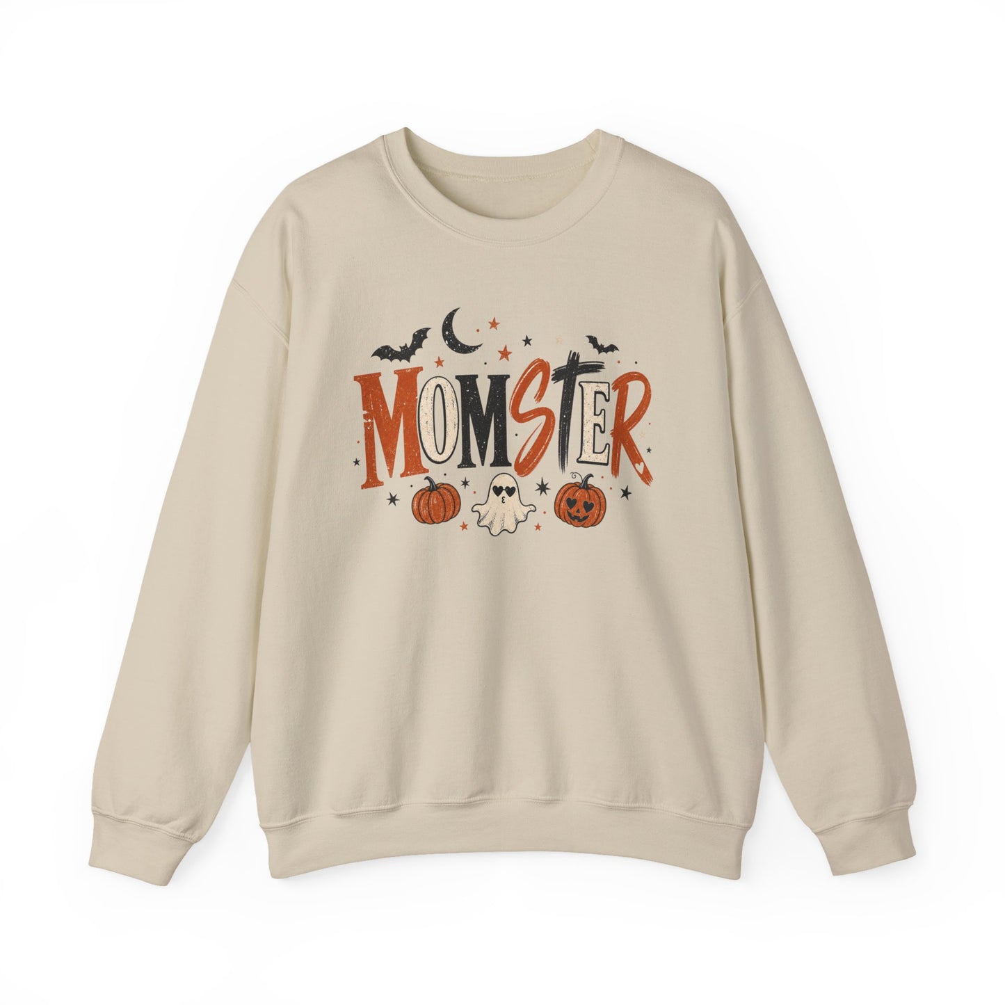 Momster Halloween Sweatshirt — Cute Momster Ghost & Pumpkins Crewneck