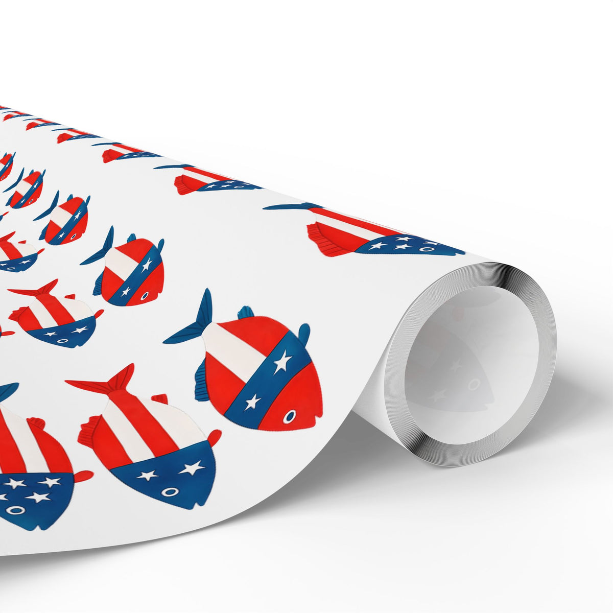 Patriotic Fish Wrapping Paper Roll - Christmas Holidays Anytime Fishing