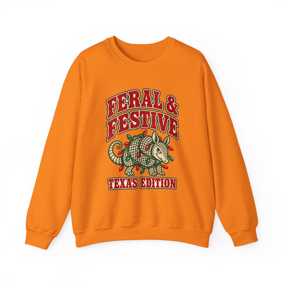 Feral & Festive Texas Edition Christmas Sweatshirt, Funny Armadillo Holiday Crewneck