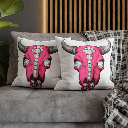 Stylish Pink Skull Pillowcase - Chic Home Decor, Western Vibe, Gifts for Cowgirls, Unique Accent for Living Room, Decorative Cushion Cover