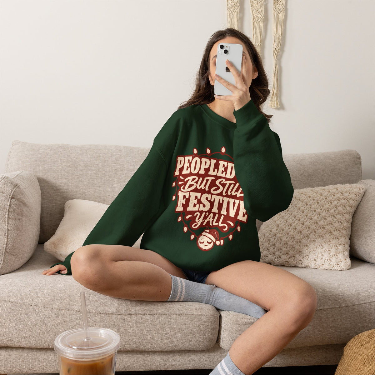 Peopled Out But Still Festive Y'all Christmas Sweatshirt