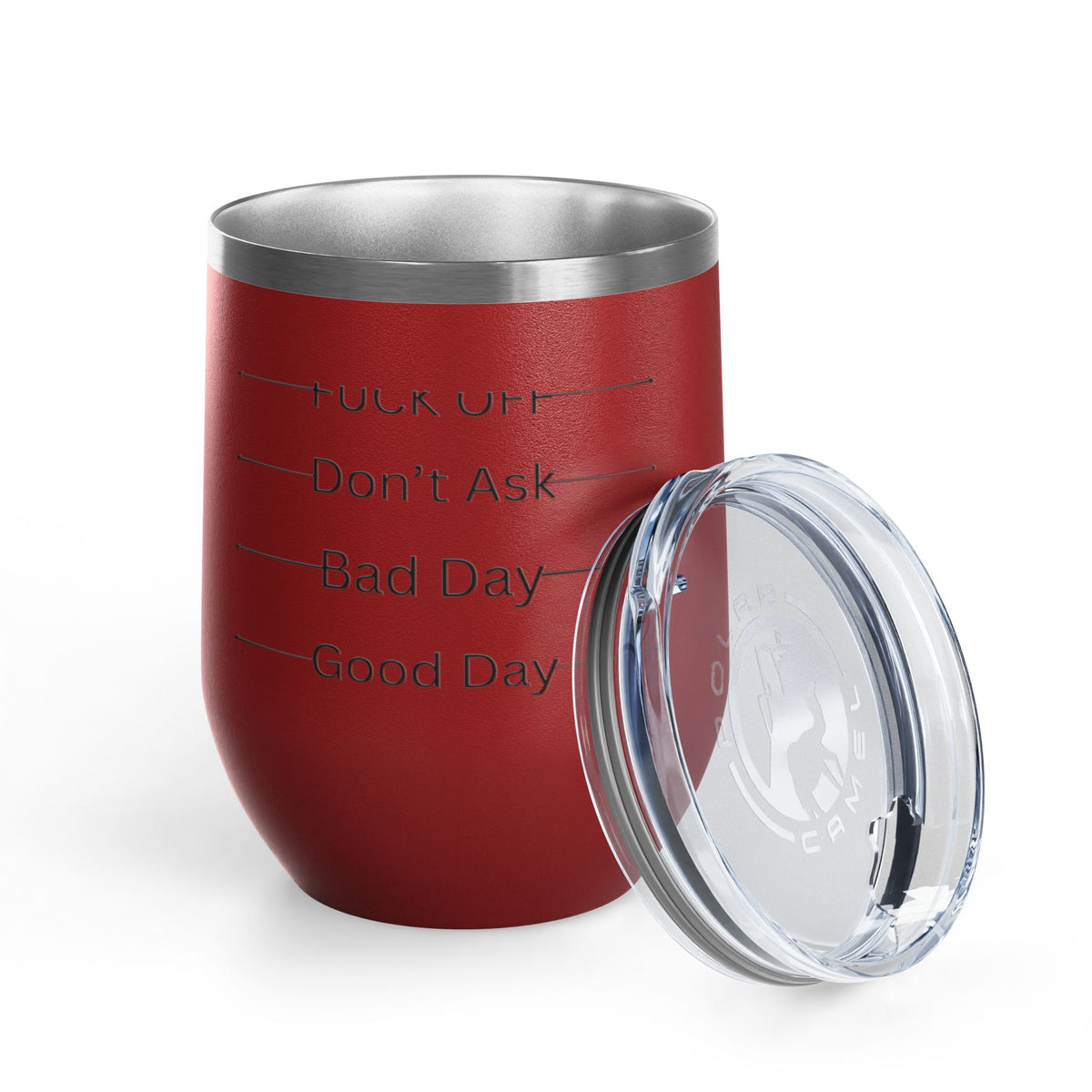 Wine Tumbler — Mood Marker 12oz Stemless Wine Cup (Good Day • Bad Day • Don’t Ask • F*** Off)