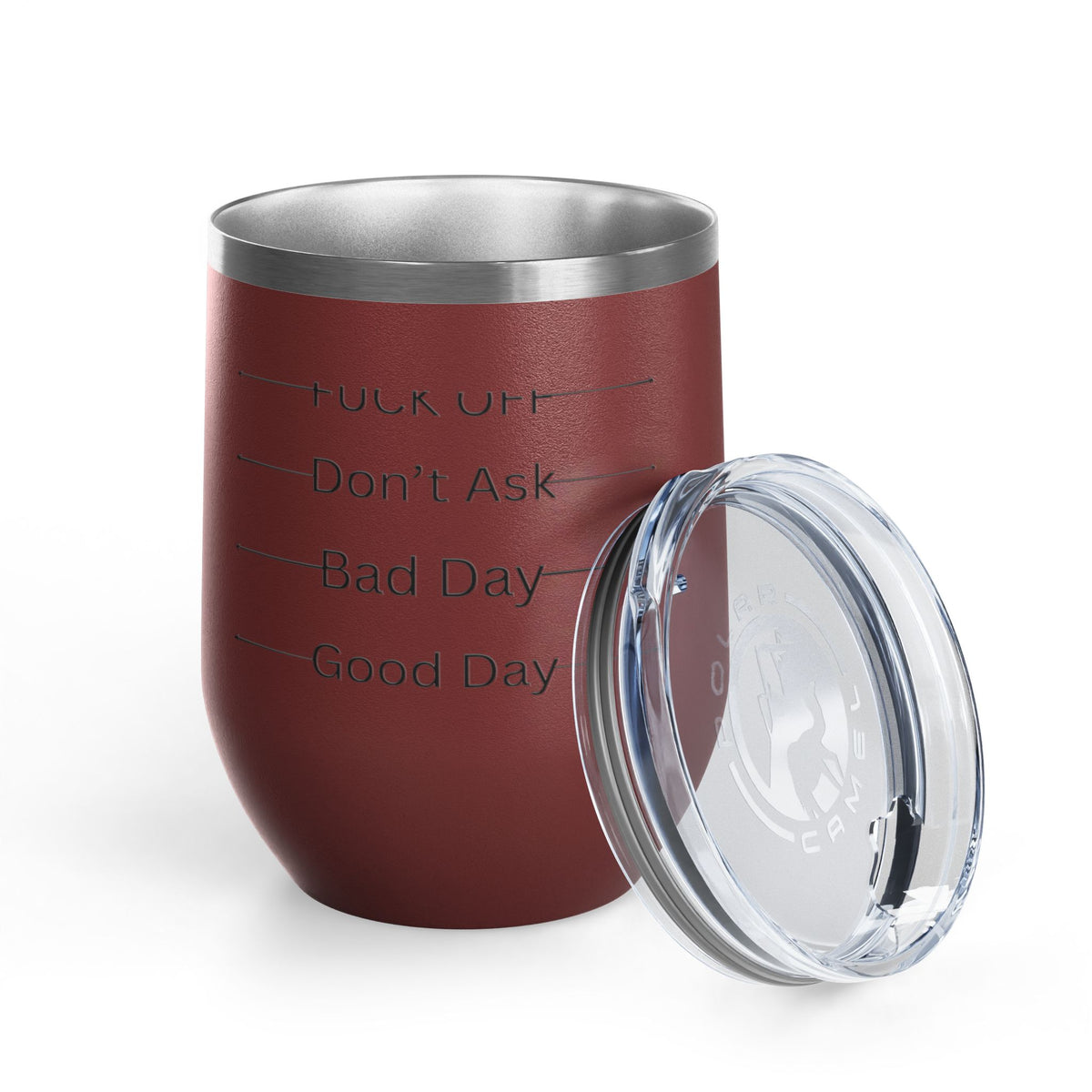 Wine Tumbler — Mood Marker 12oz Stemless Wine Cup (Good Day • Bad Day • Don’t Ask • F*** Off)