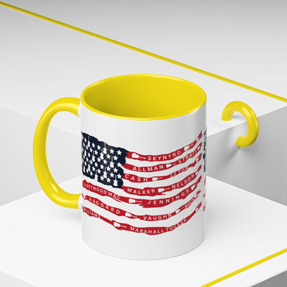 OG Southern Rock Bands & Country Greats USA Flag  Mug  11 or 15oz Coffee Cup