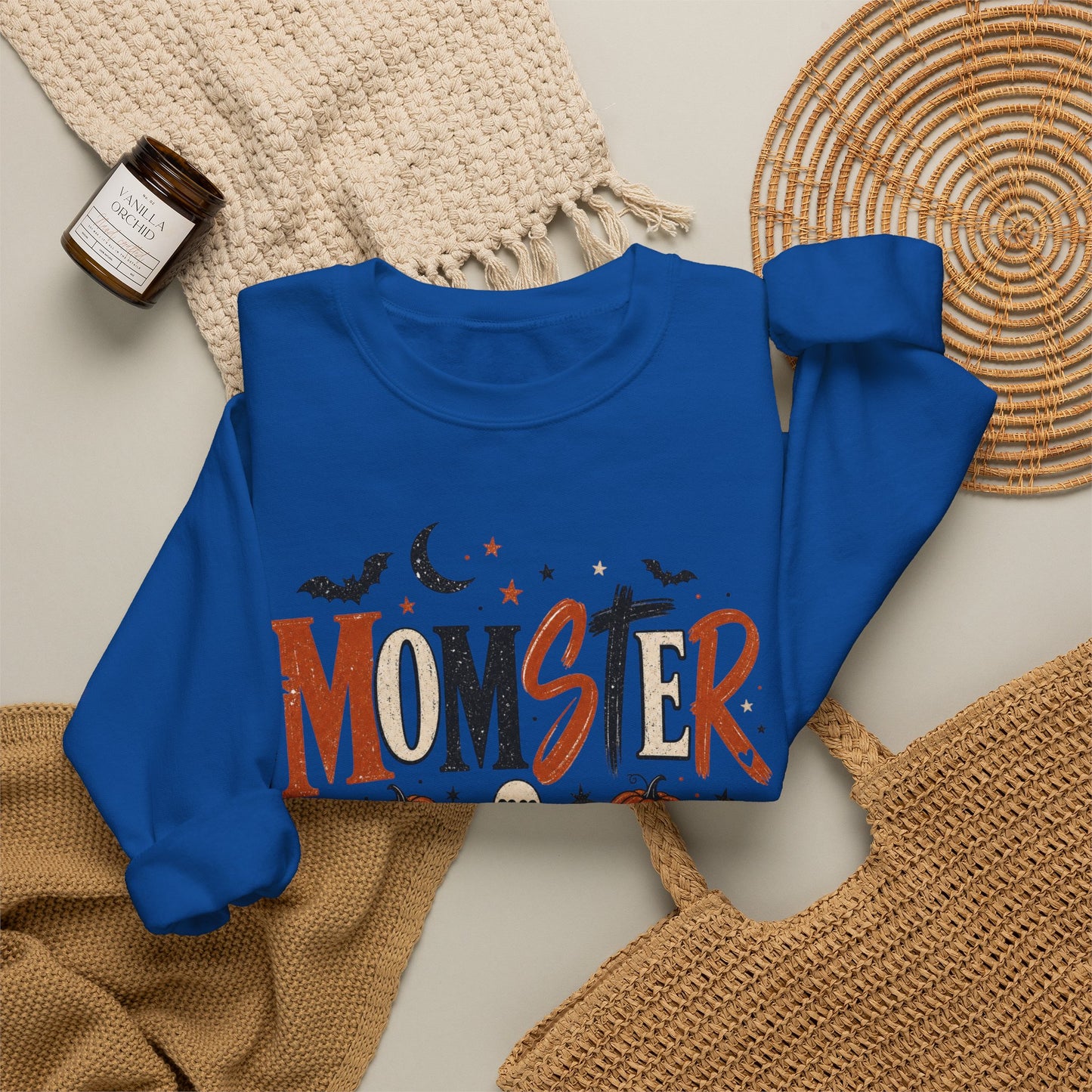 Momster Halloween Sweatshirt — Cute Momster Ghost & Pumpkins Crewneck