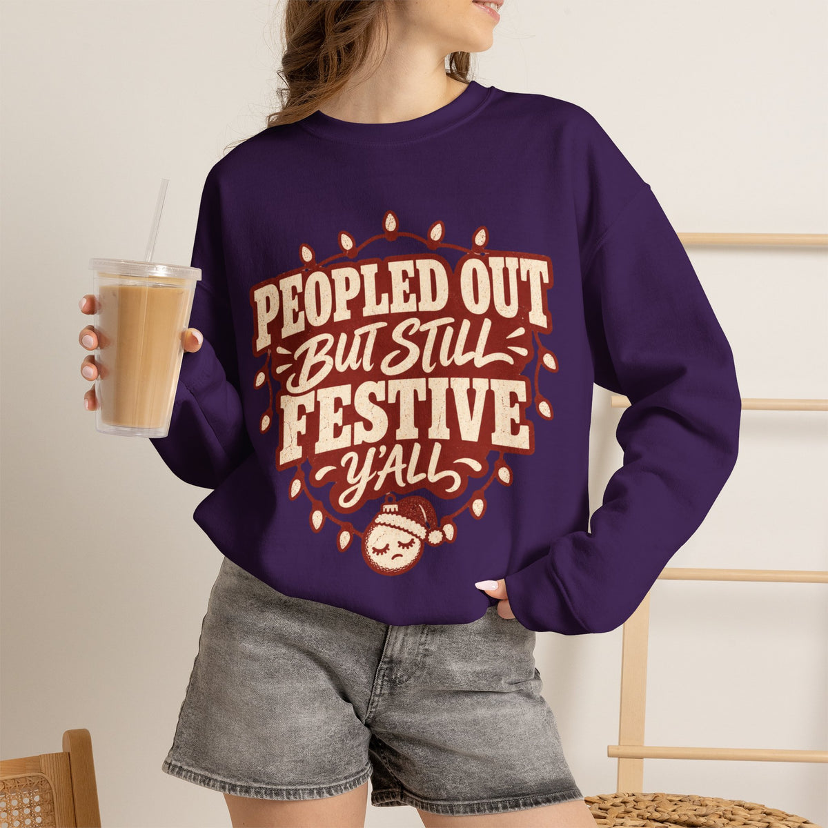 Peopled Out But Still Festive Y'all Christmas Sweatshirt