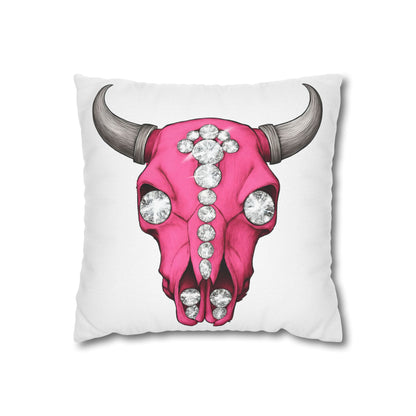 Stylish Pink Skull Pillowcase - Chic Home Decor, Western Vibe, Gifts for Cowgirls, Unique Accent for Living Room, Decorative Cushion Cover