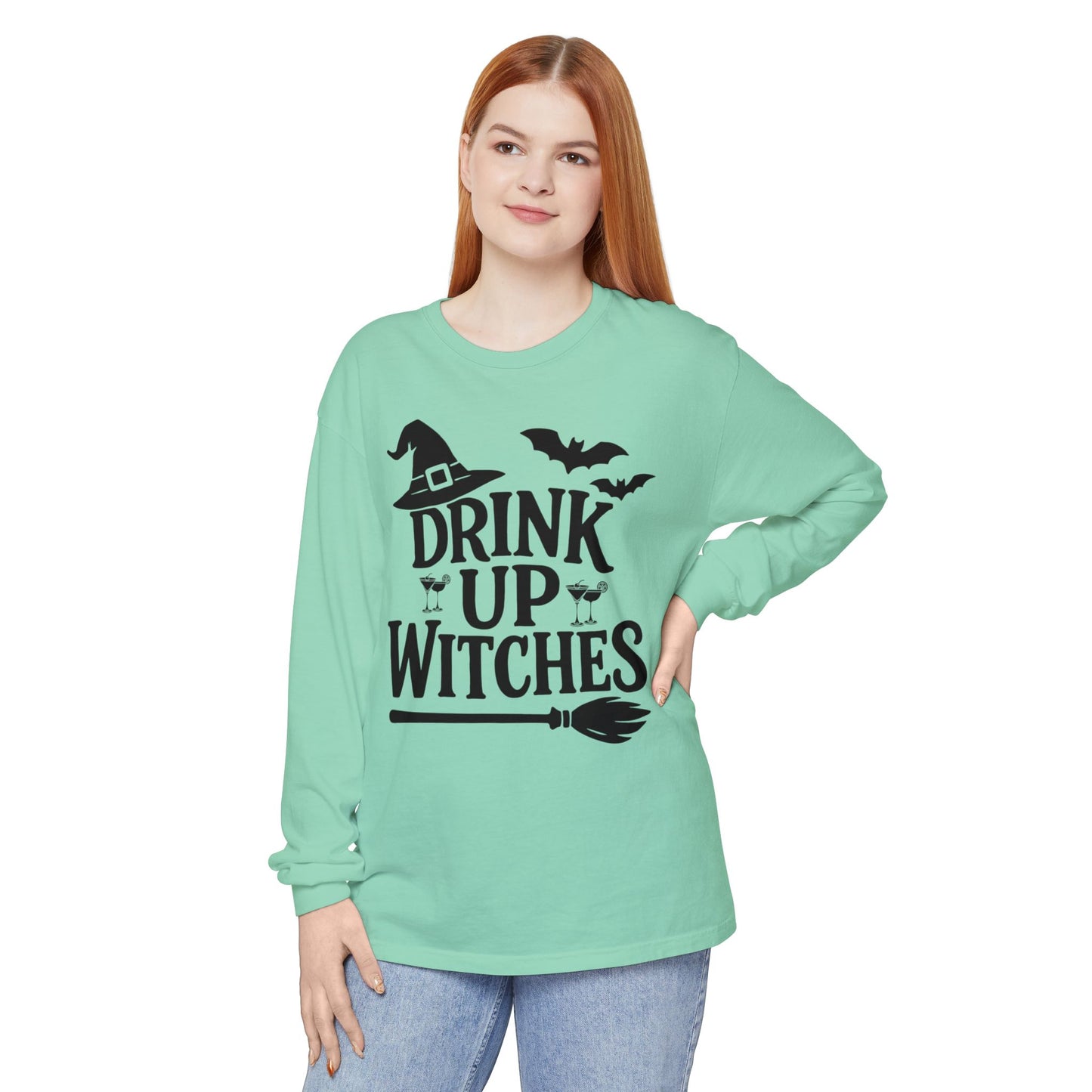 Funny Halloween Long Sleeve T-Shirt - Drink Up Witches