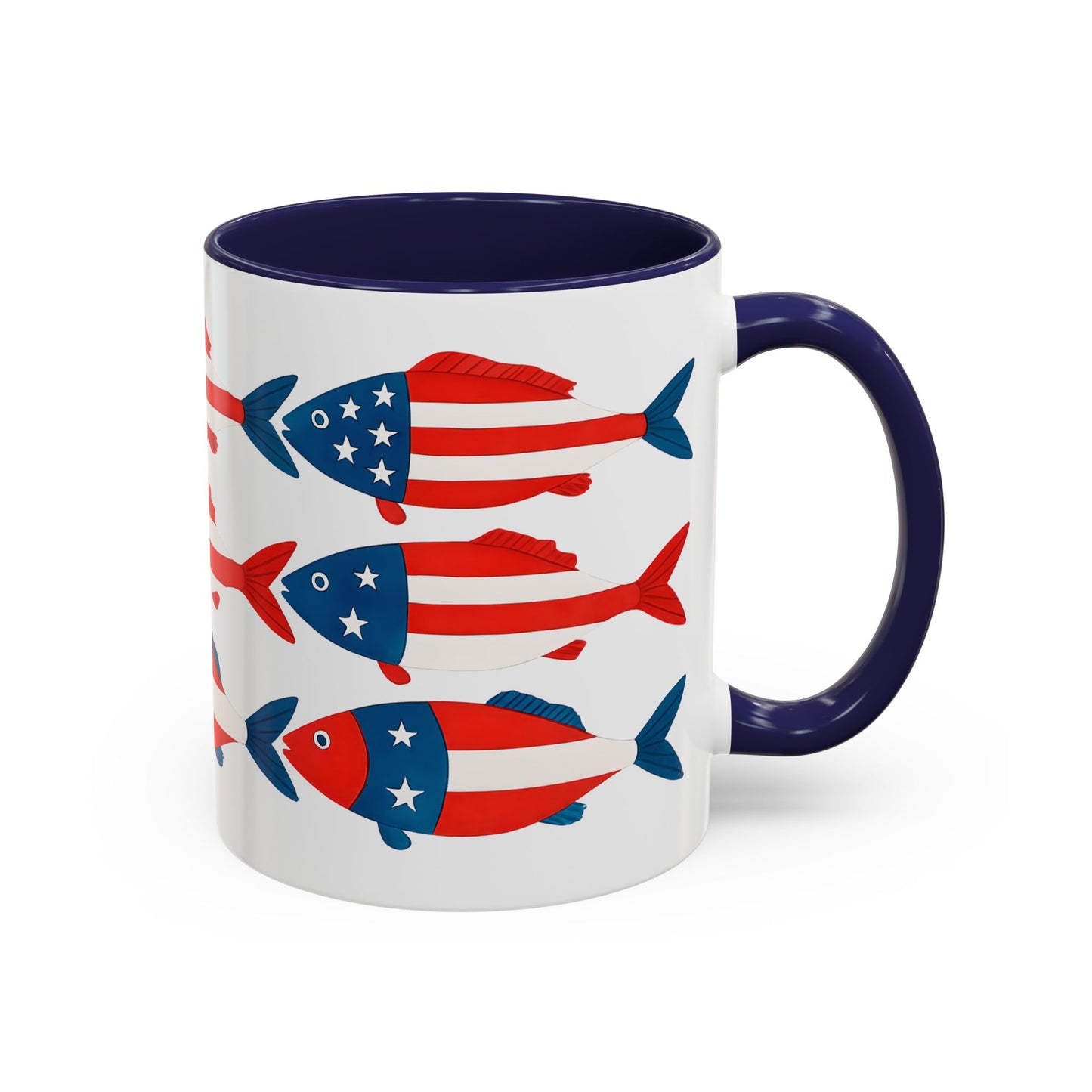 Patriotic Fish Flag Coffee Mug American Flag Accent 11 or 15oz