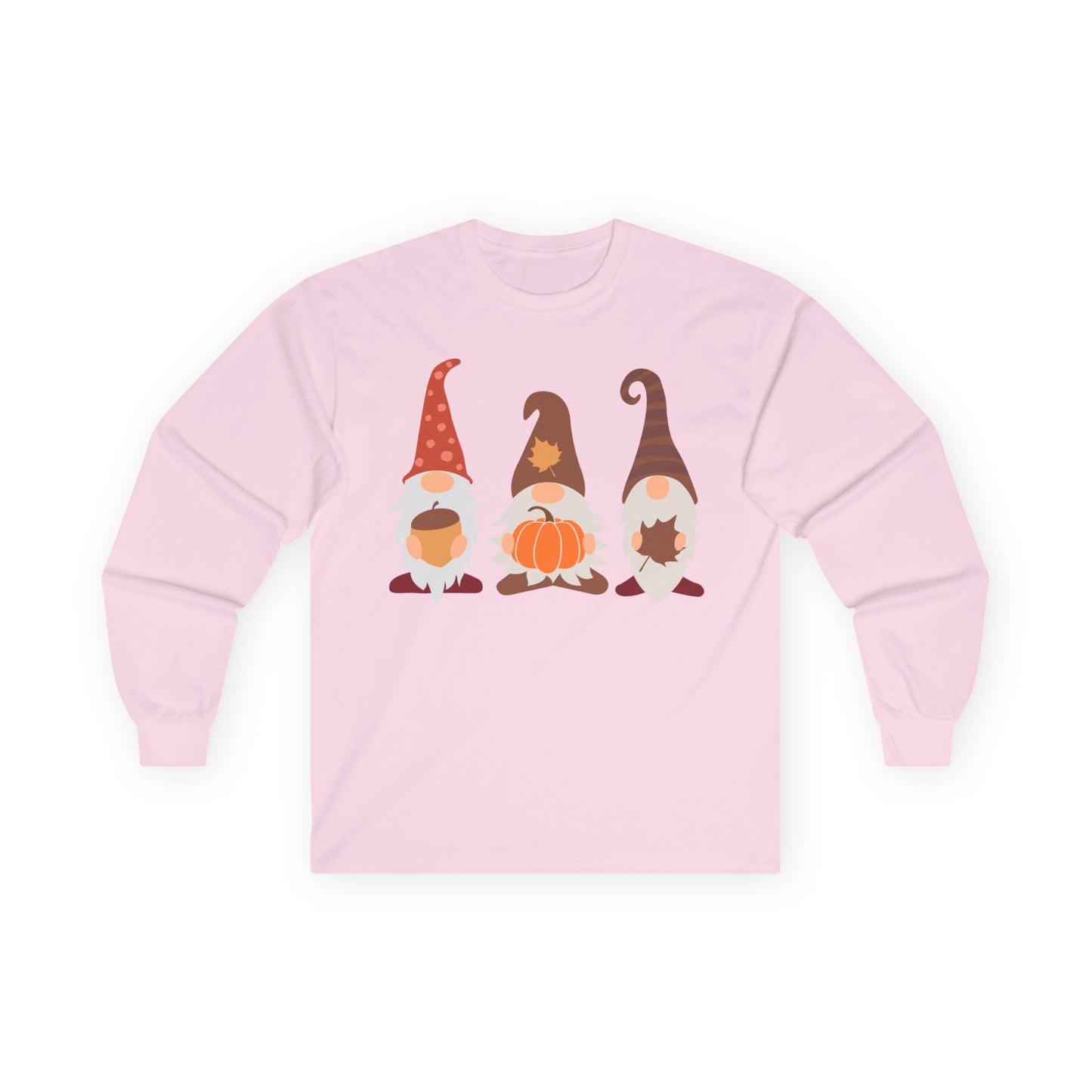 Fall Gnomes Trio Long Sleeve T-Shirt — Fall Pumpkin Gnomes Shirt